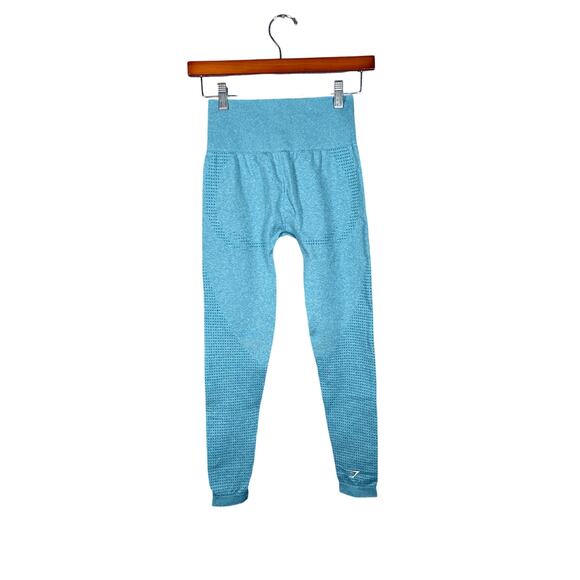 Gymshark Vital Seamless 2.0 Leggings Womens XS Marle Blue Logo Shaping Athletic - Picture 3 of 4